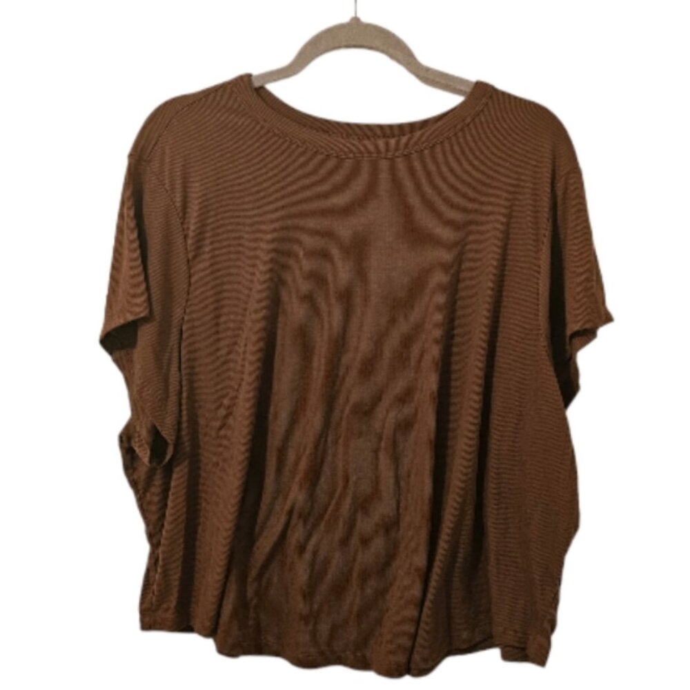 Brown Old Navy Women's Short Sleeve UltraLite Rib-Knit Cropped T-Shirt